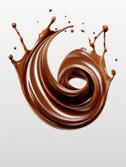 Wall Mural - A delicious-looking swirl of chocolate on a white background