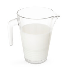 Wall Mural - Glass jug with fresh milk isolated on white