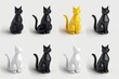 © artemstepanov - Cat 3d icon, kitten symbol, kitty sign isolated, plastic pet collection, cat set on white background