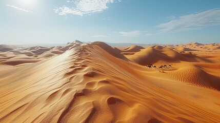 A serene desert landscape with sand dunes created with Generative AI technology