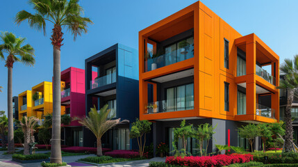 Wall Mural - modern and luxury apartment building with vibrant colors for real estate themes created with Generative AI technology