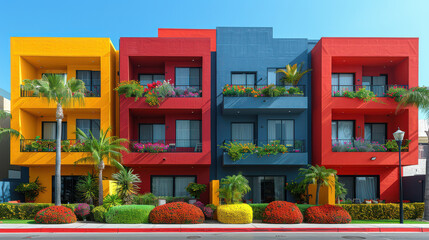 Wall Mural - modern and luxury apartment building with vibrant colors for real estate themes created with Generative AI technology