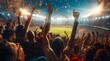 © top images - A crowd of people are cheering at a stadium, football fans at the championship or cup