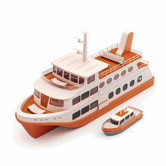 Canvas Print - Unique Top Side Angle View of an Isolated Mocha Ferry