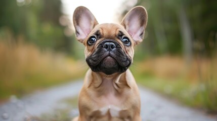 Sticker - Portrait of a Curious French Bulldog Puppy