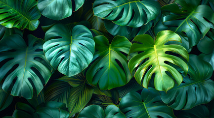 Wall Mural - A lush green plant with large leaves and variety of different sizes