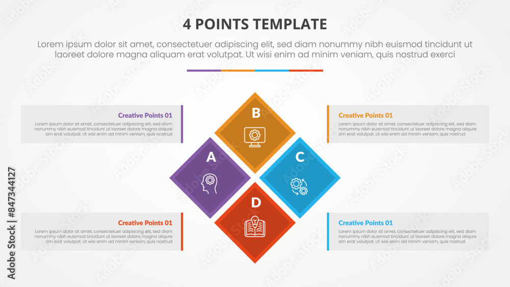 4 points stage list template infographic concept for slide presentation ...