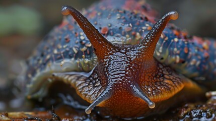 Sticker - Close-up of a Snail with a Speckled Shell