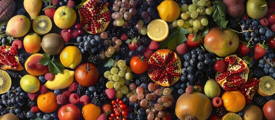 Wall Mural - Fresh and Lively: Assortment of Fruits in a Collage Display