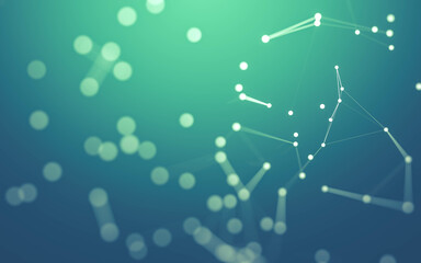 Abstract background. Molecules technology with polygonal shapes, connecting dots and lines. Connection structure. Big data visualization.