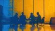 © Barbara Taylor - people in a business meeting with ombre-colored blue and yellow