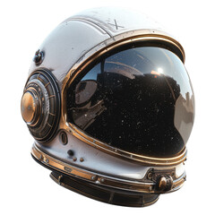 close-up futuristic astronaut helmet with space reflection on visor, detailed and high-tech for sci-