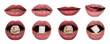 © New Africa - Beautiful female lips with bright makeup on white background, collage of photos