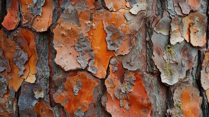 Poster - The outer layer of the bark of a mature tall tree