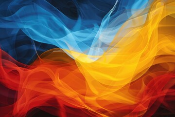 Wall Mural - Abstract illustration of orange yellow red and blue background - generative ai