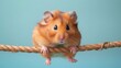 © chayantorn - Hamster balancing on a cardboard tightrope, with a determined look