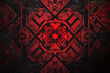 Wall Mural - Abstract red and black background with a pattern in the middle - generative ai