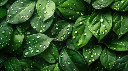 Wall Mural - Leaves background with droplets Generated with AI