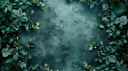 Wall Mural - dark green leaves border background Generated with AI