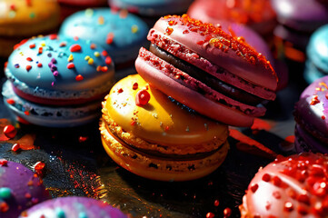 Poster - there are several different types of macarons on the plate