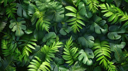 Wall Mural - green plant fern texture design realistic Generated with AI