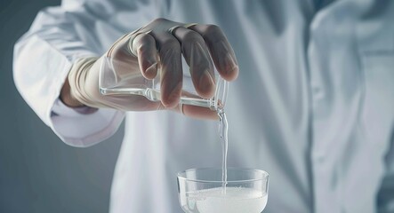 Wall Mural - Scientist pouring a liquid  