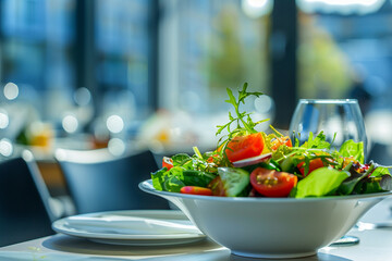 salad vegetable on the table in modern restaurant