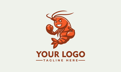 Poster - Shrimp Character Vector Logo Embrace the Delightful Charm of the Shrimp Character Vector Logo Symbolize Freshness, Flavor, and Good Times: Joyful Shrimp Character Vector Logo