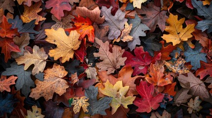 Colorful oak leaves in autumn