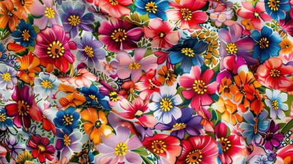 Wall Mural - Fabric with a Colorful Flower Pattern