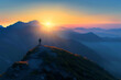 © Ateeq - A lone figure standing on a mountain ridge at dawn, surrounded by the peaceful glow of the rising sun.