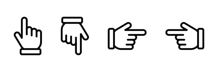 Wall Mural - Up, down, left, right hand Cursor icon set