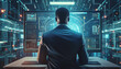 © azis - Save to Library Download Preview Preview Crop Find Similar FILE #:  812241981artificial intelligence cyber security threat illustration concept AI banner. Black african american male IT special