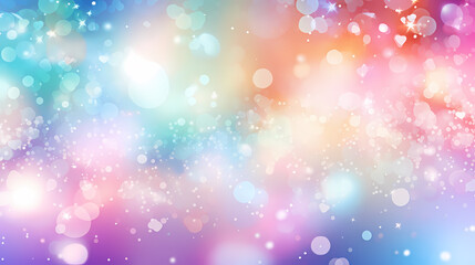 Canvas Print - Soft pastel background with stars and bokeh lights