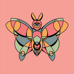 Wall Mural - trippy butterfly illustration vector design