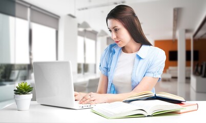 Sticker - Woman working, checking emails sitting in an office