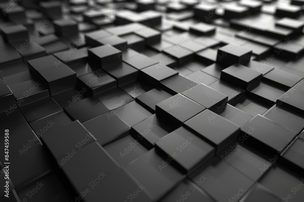 Black abstract cube pattern creating a modern and geometric background ...