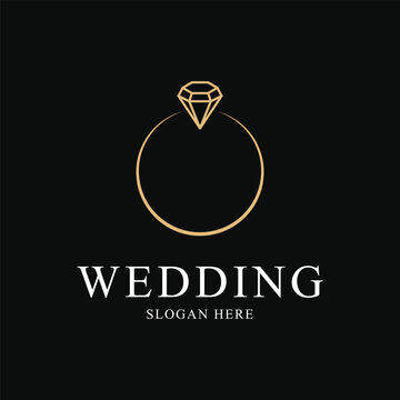 diamond engagement ring logo design concept idea for wedding
