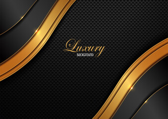 Wall Mural - curve lines realistic luxury black and gold color gradient background, elements, perfect marketing materials, Modern frame banner website, premium Illustration.