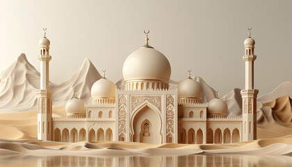 Sticker - Modern 3D greeting card suitable for Islamic holidays and celebrations.