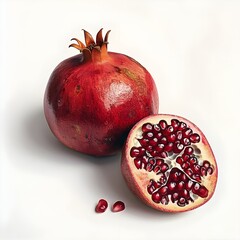 Wall Mural - pomegranate on a white background