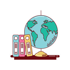 Sticker - school globe and books