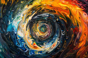 Wall Mural - An abstract painting with swirling colors and patterns, representing a creative state of mind.