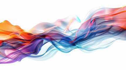 Wall Mural - Vibrant abstract wave pattern with colorful flowing lines on a white background, creating a dynamic and energetic visual effect.