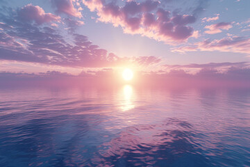 Wall Mural - An ethereal sunrise over a calm ocean, representing a hopeful state of mind.