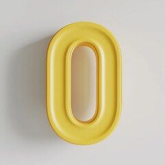 3D yellow number 0 zero on white background