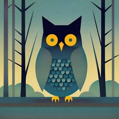Wall Mural - Portrait of a funny owl 