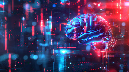 Poster - An infographic showing the process of machine learning, machine learning, blurred background, with copy space