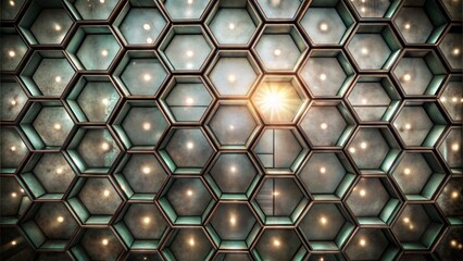 Canvas Print - Abstract background hexagon pattern with glowing lights