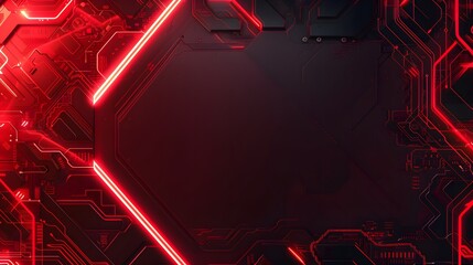 futuristic black background with red light technology